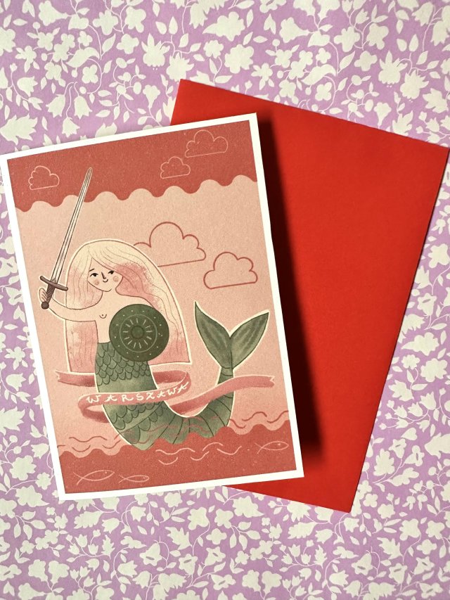 Składana kartka Syrenka Warszawska