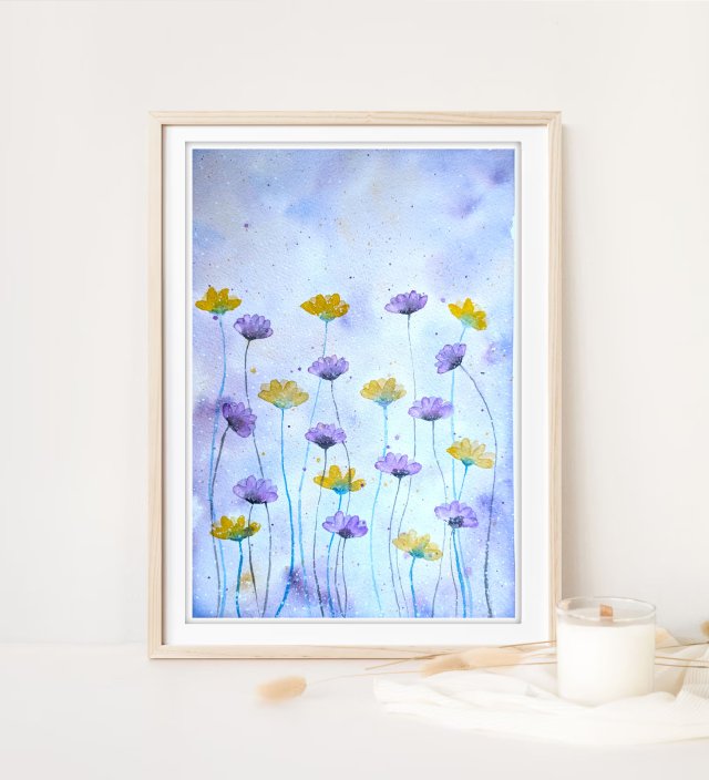 Akwarela A4.  Łąka