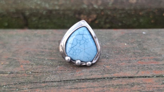 Opal niebieski - pierścionek regulowany