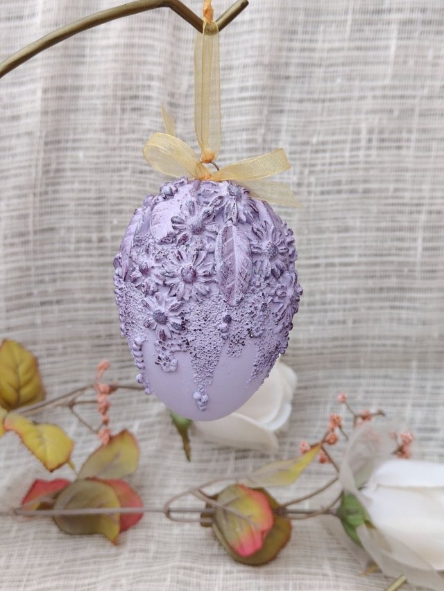 Lawendowa Pisanka Artystyczna Kwiatowy Ogród