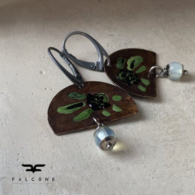 Kolczyki Egzotyczne Kwiaty z Opalitami