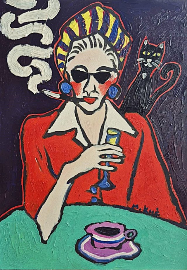 obraz do salonu  ostatni łyk przed końcem świata