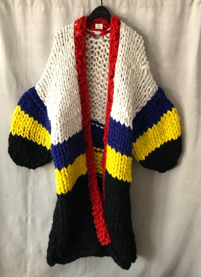 HAND MADE sweterek oversize nowy onesize maxi płaszcz