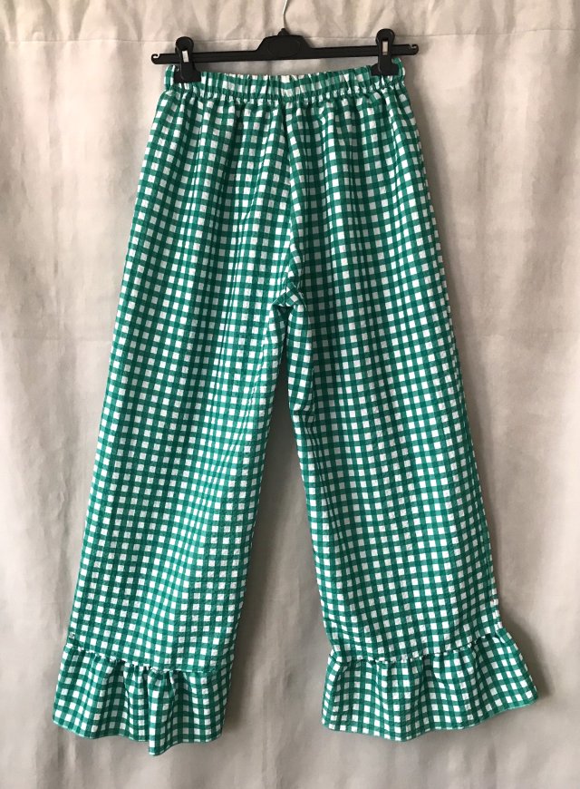 Spodnie krata falbanka zieleń kreskowana M/L