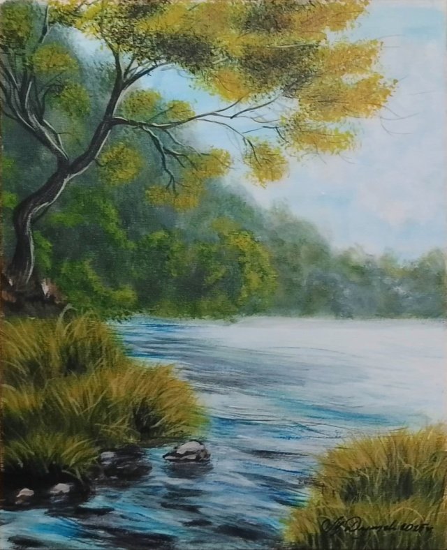 WYPRZEDAŻ KOLEKCJI - ZESTAW RĘCZNIE MALOWANYCH OBRAZÓW - BARWNY PEJZAŻ - 2x 30x24cm