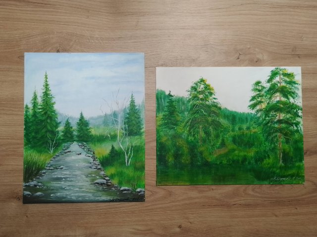 WYPRZEDAŻ KOLEKCJI - ZESTAW RĘCZNIE MALOWANYCH OBRAZÓW - WIOSNA-LATO - 1x 30x24cm + 1x 24x30cm