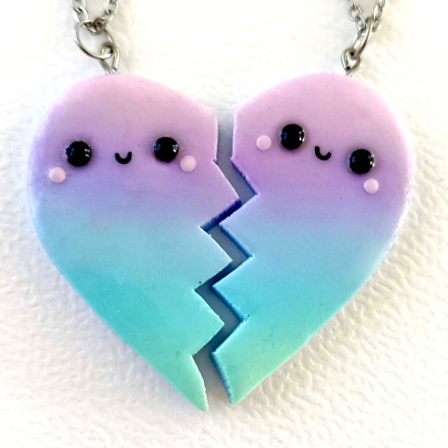 Pastelowy Naszyjnik 2 Połówki Serca