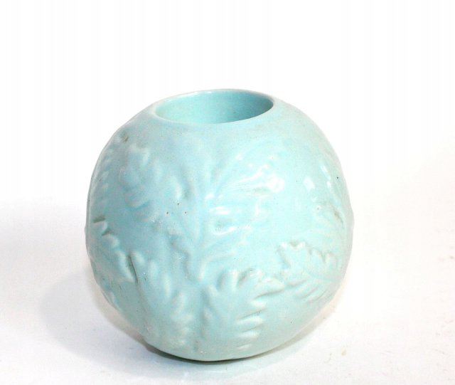 Ceramiczny świecznik błękitna ceramika liście