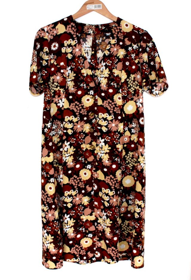 BISTOROWA  sukienka kwiaty PRL hand made L/XL