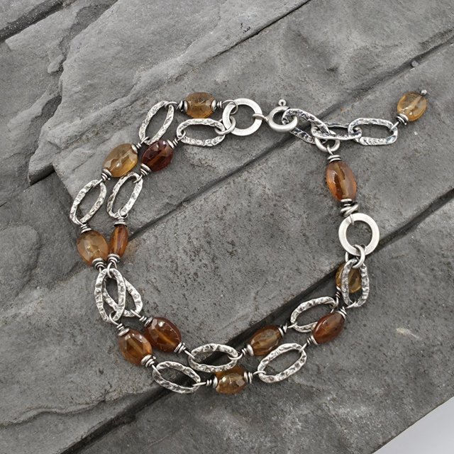 Granat hessonit - bransoletka