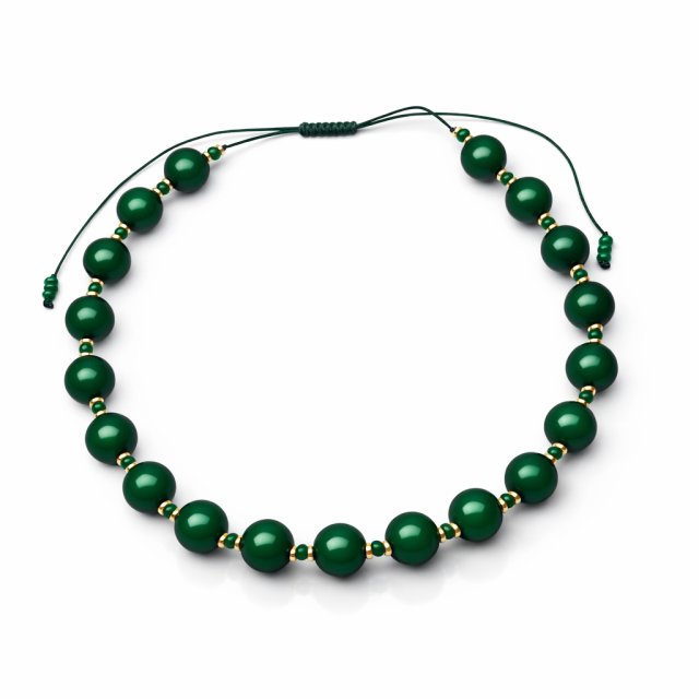 Naszyjnik Elegancki z Zielonych Korali - Styl Vintage / Klasyka