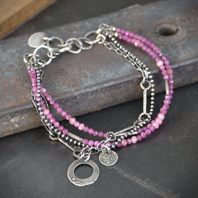 Bransoletka warstwowa z rubinem