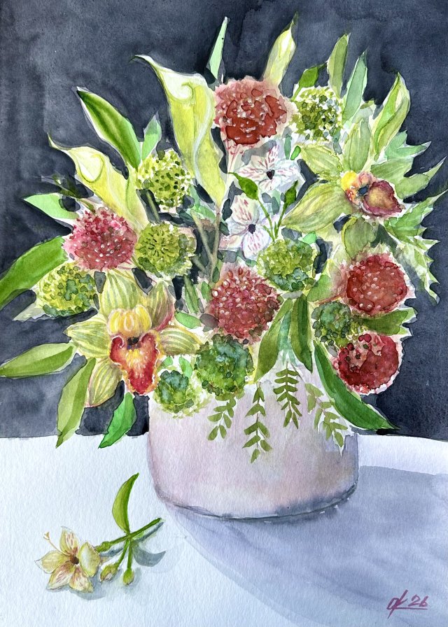 Kwiaty w wazonie 42/30cm Akwarela Origina