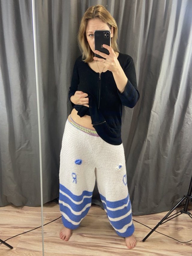 spodnie na drutach hand made