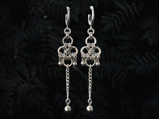 Kolczyki chainmaille stal chirurgiczna industrial punk cyber goth punk