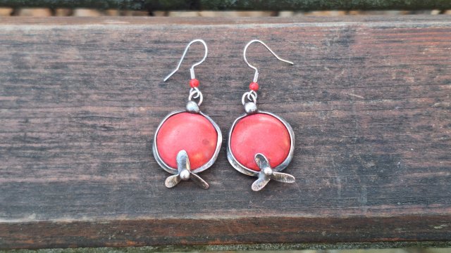 Czerwone kwiatki - kolczyki