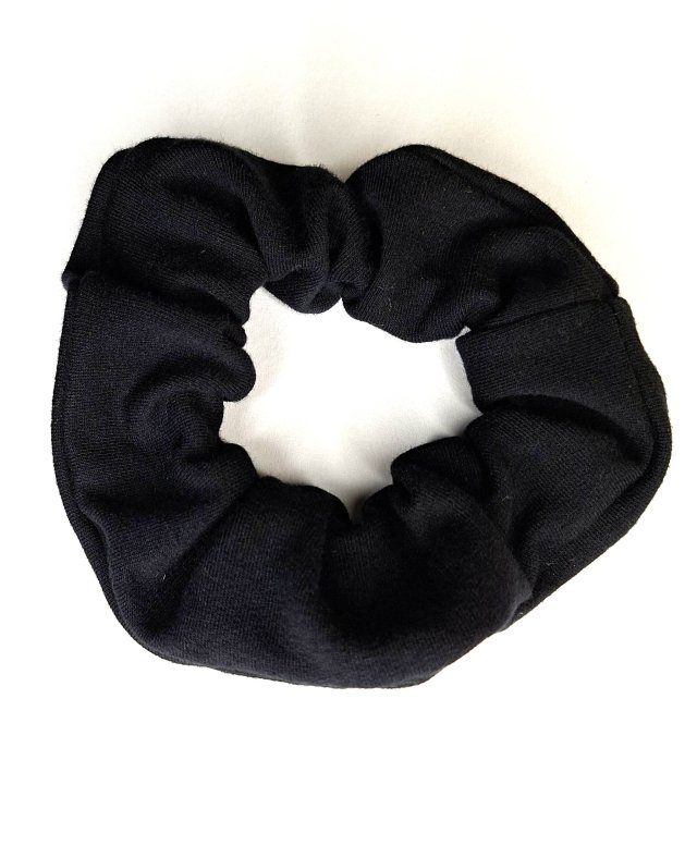 Scrunchie Gumka do Włosów Czarna Bawełniana dresówka