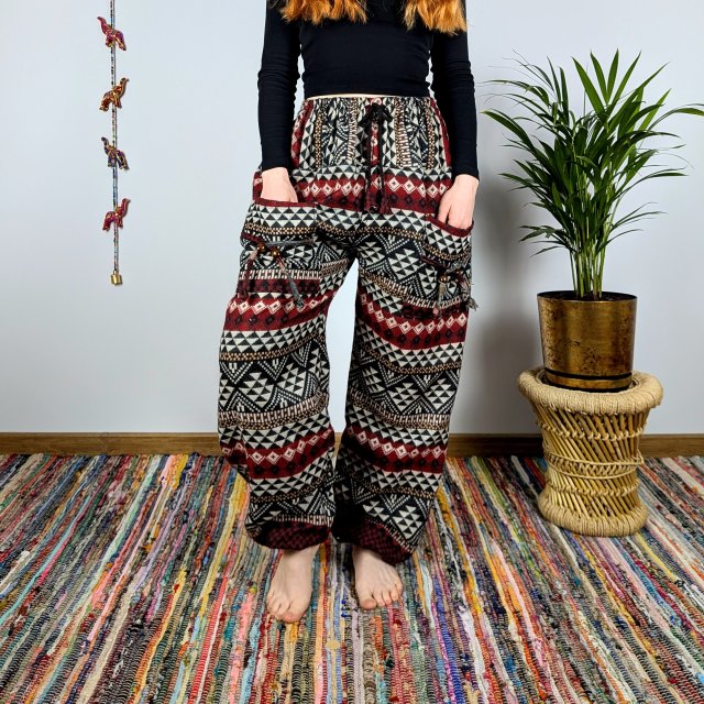 ciepłe spodnie nanda - czarne | bawełniana włóczka | indie