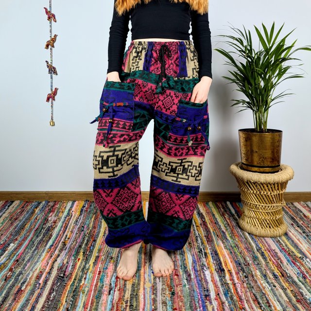 ciepłe spodnie nanda - multicolor ii | bawełniana włóczka | indie