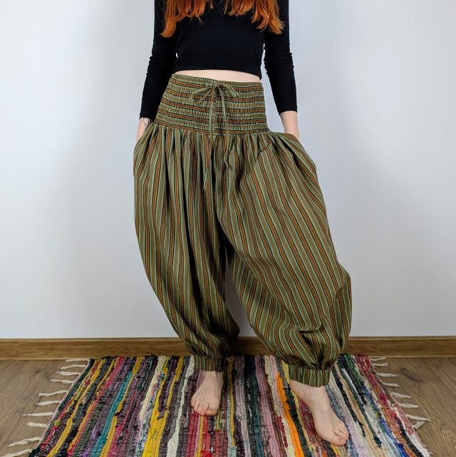 haremki paski - khaki i | nepal | bawełna | etno