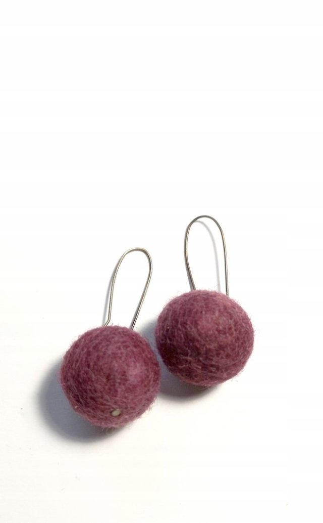 WRZOSOWE filcowe KOLCZYKI kule hand made
