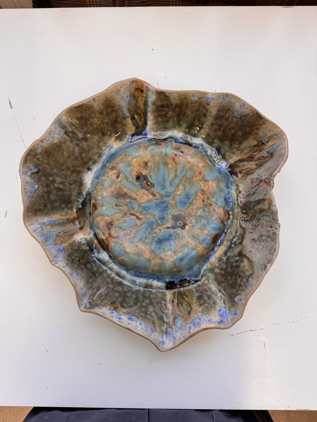 Turkusowa Patera Ceramiczna Handmade 35 cm – Unikat