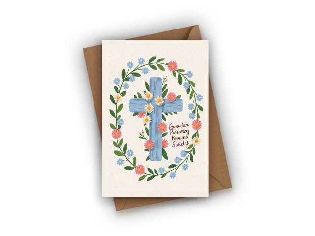 KARTKA NA KOMUNIĘ- PAMIĄTKA PIERWSZEJ KOMUNII ŚWIĘTEJ