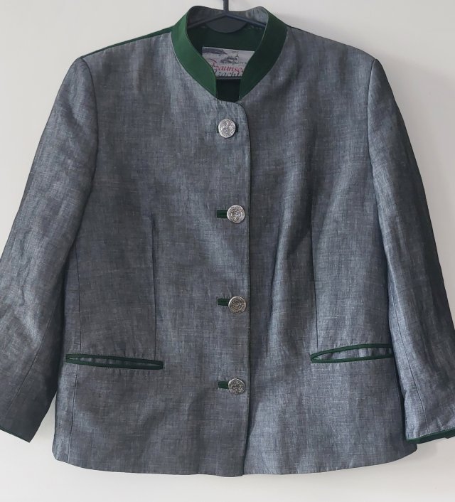 Szary żakiet vintage w ludowym stylu  folk  L