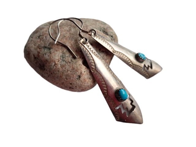 INDIAŃSKIE DŁUGIE KOLCZYKI - SREBRO I TURKUS