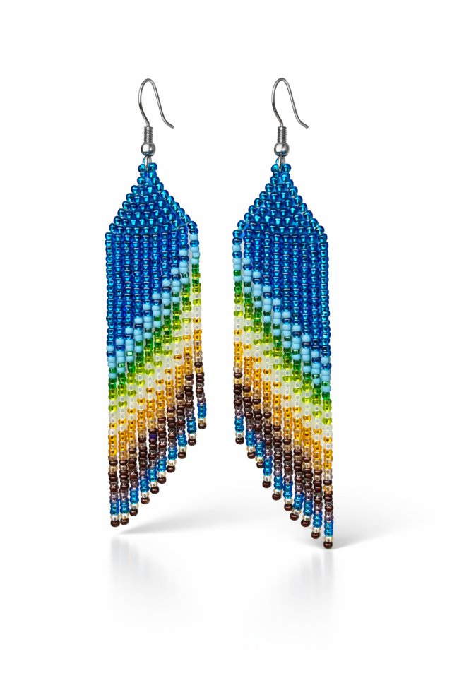 Kolczyki Etniczne Boho - Ręcznie Plecione z Koralików 11,5 cm