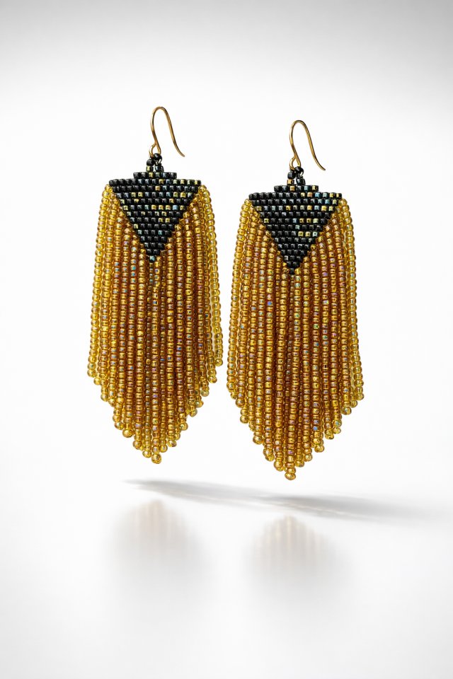 Kolczyki Krótkie Zieleń Metalizowana i Złoto