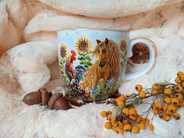 Unikalny nostalgiczny ręcznie malowany kubek 480 ml.