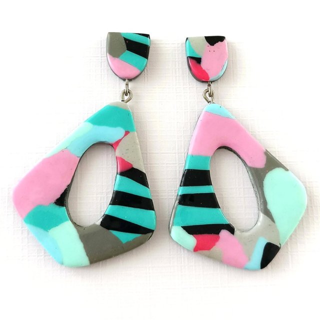 Nowoczesne geometryczne Turkusowe Kolczyki