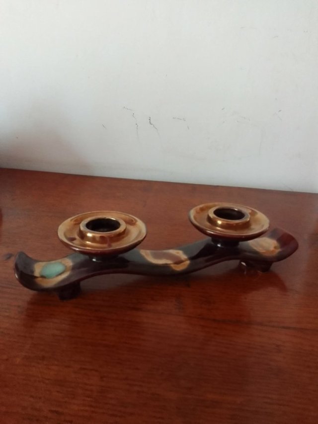 ŚWIECZNIK VINTAGE WEST GERMAN POTTERY DRIP GLAZE KERAMIK