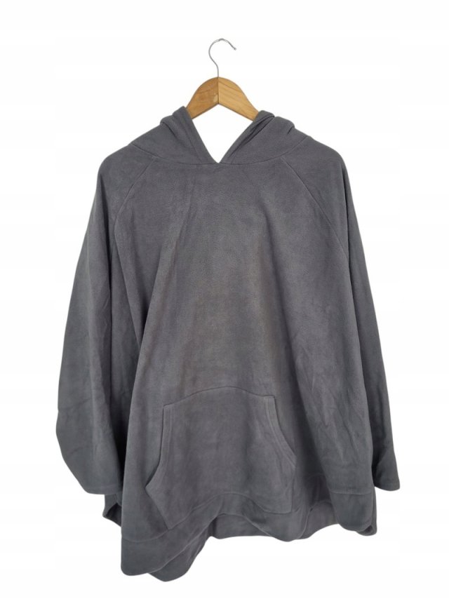 BLUZA KOC Z KAPTUREM polarowa szara damska ONESIZE