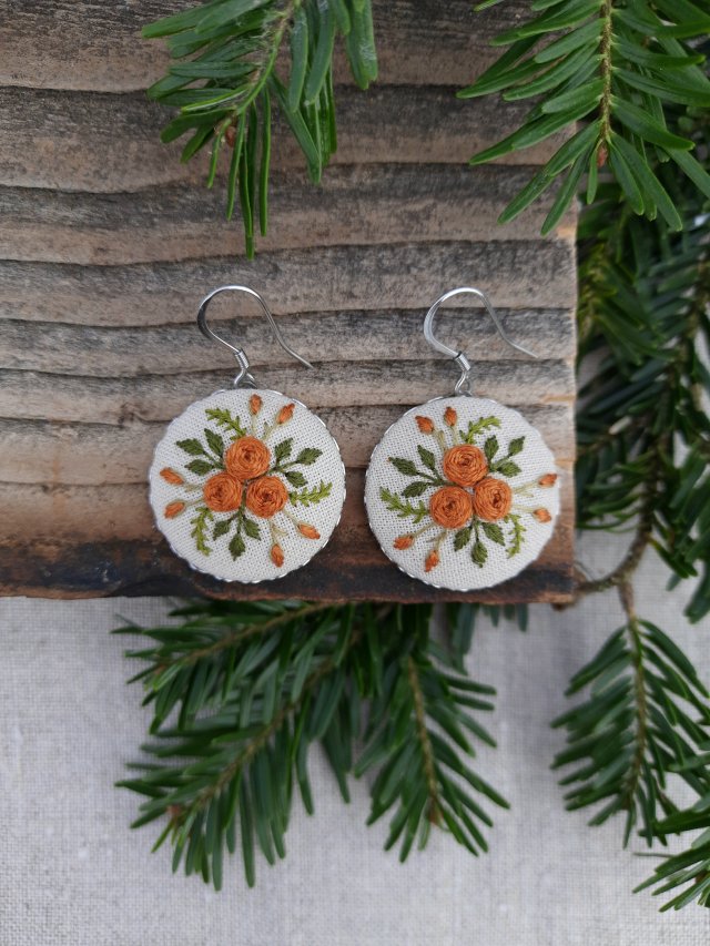 Haftowane kolczyki - pomarańczowe