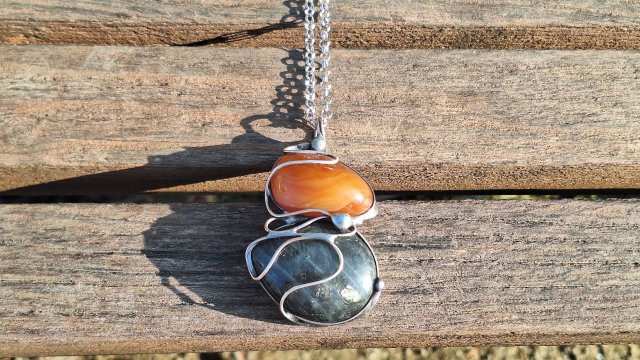 Agat i labradoryt - wisiorek