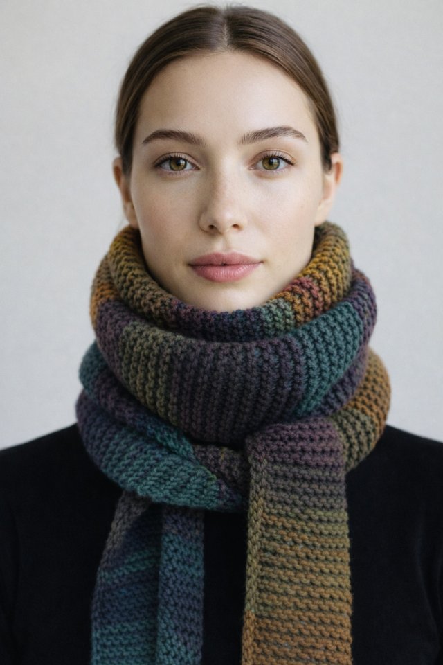 Ręcznie robiony duży ciepły miękki szalik komin Sophie vegan