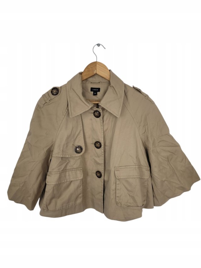 LINDEX krótka kurtka damska beżowa rozszerzana 38 M