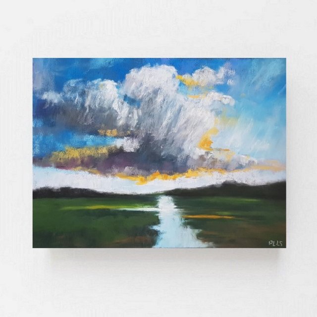 Pejzaż - praca wykonana pastelami