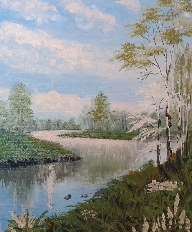 ZESTAW AKRYLOWO-OLEJNYCH OBRAZÓW - DYPTYK " KONTRAST ZIMA-LATO" - 2x 30x24cm