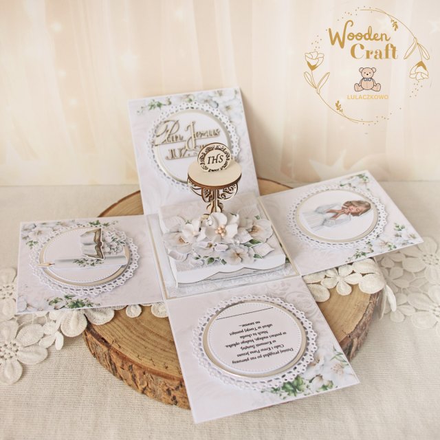 Exploding box komunijny, kartka na komunię "Bright 1" GOTOWY