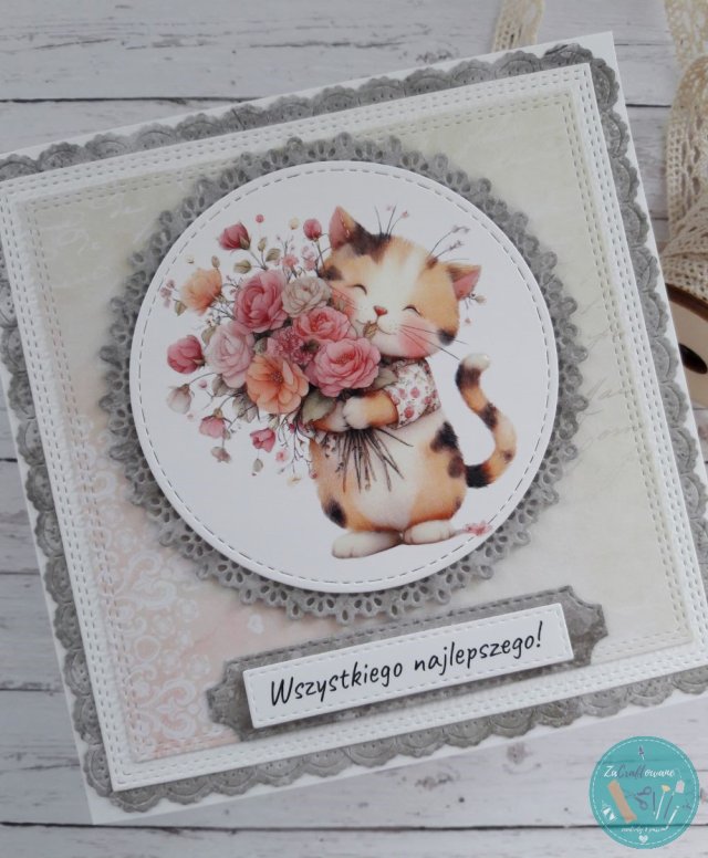 Kartka urodzinowa (lub na inną okazję) dla miłośniczki kotów