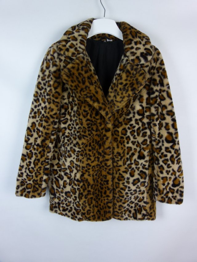 Divided by H&M kurtka sztuczne cienkie futerko panterka / XS