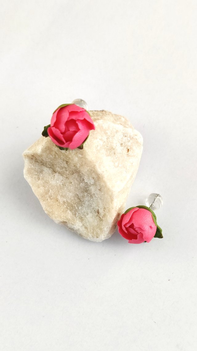 Kolczyki Piwonie — ręcznie robione z gliny polimerowej