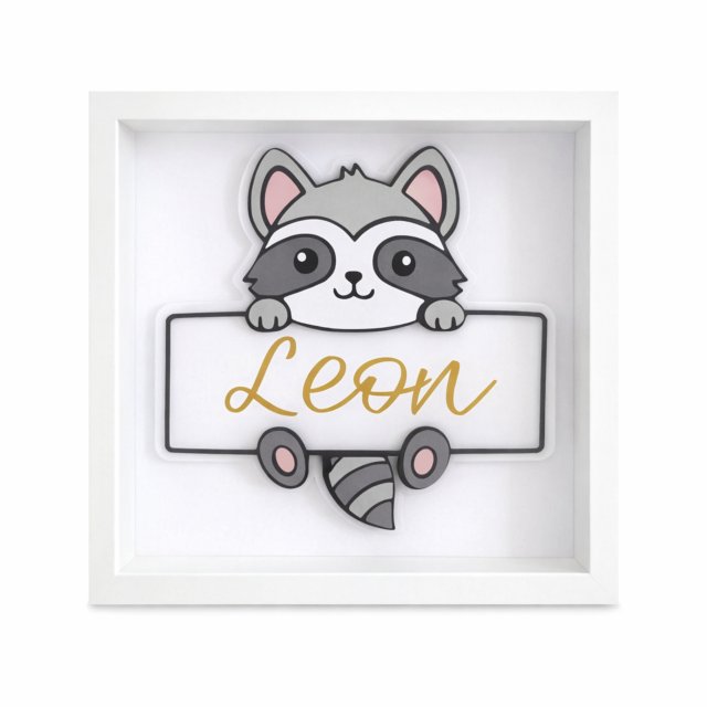 Ramka z Imieniem Dziecka – Personalizowana Dekoracja z Uroczym Szopem