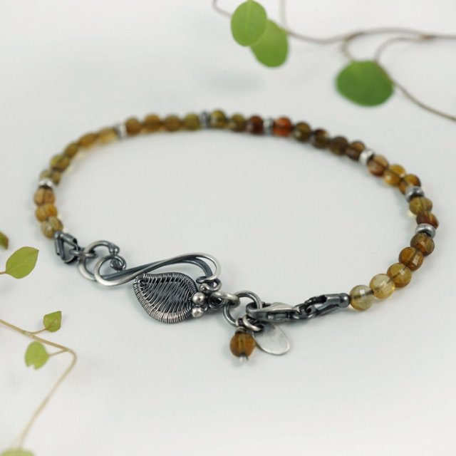 Muśnięta słońcem II - delikatna, srebrna bransoletka z turmalinem