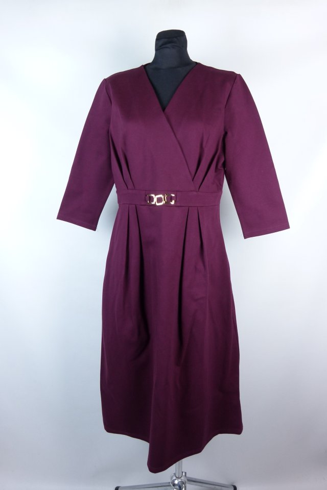Wallis dzianinowa sukienka midi burgund plum z metką 16 / 42