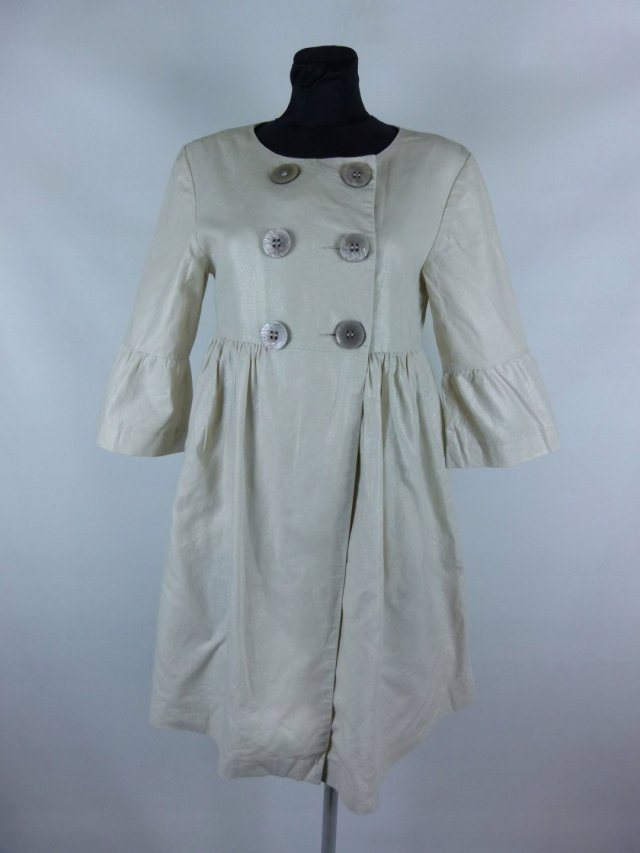 Atmosphere lniany płaszczyk vintage len bawełna ecru 10 / 38