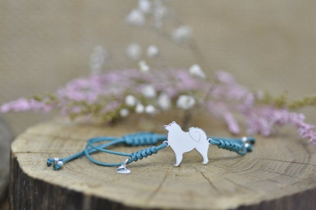 Samojed - bransoletka z psem, srebro próby 925